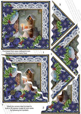 Choirboy Knocking Blue Poinsettia 5in Wavy Triangle Stacker