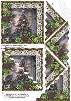 My Tree Black Poinsettia 5in Wavy Triangle Stacker