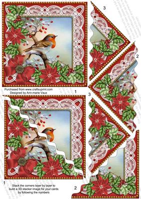 Red Robin Red Poinsettia 5in Wavy Triangle Stacker