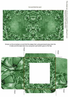 Floral Edger Green Midi Card and Envelope