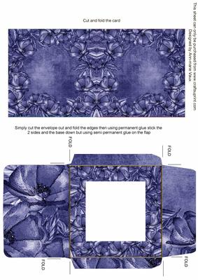 Floral Edger Blue Midi Card and Envelope Sheet