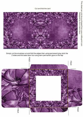 Floral Edger Purple Midi Card and Envelope Sheet