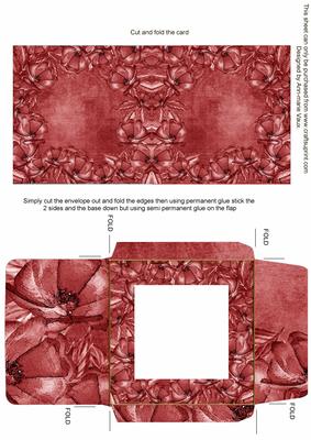 Floral Edger Red Midi Card and Envelope Sheet