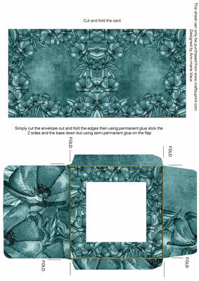 Floral Edger Teal Midi Card and Envelope Sheet