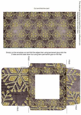 Gold Flake Purple Teal Midi Card and Envelope Sheet