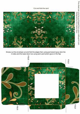 Gold Swirl Dark Green Midi Card and Envelope Sheet