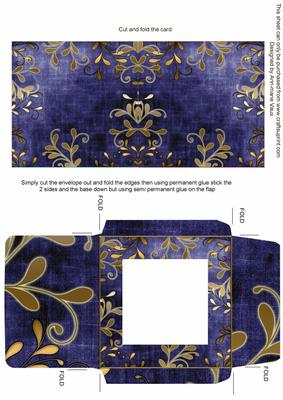 Gold Swirl Dark Blue Midi Card and Envelope Sheet