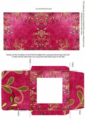 Gold Swirl Dark Cerise Midi Card and Envelope Sheet