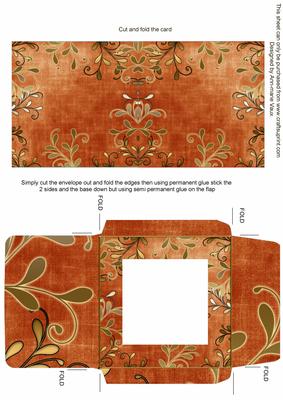 Gold Swirl Dark Orange Midi Card and Envelope Sheet