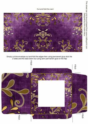 Gold Swirl Dark Purple Midi Card and Envelope Sheet