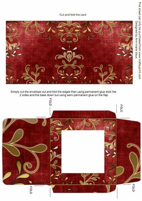 Gold Swirl Dark Red Midi Card and Envelope Sheet