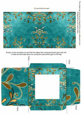 Gold Swirl Dark Teal Midi Card and Envelope Sheet