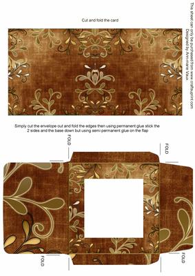 Gold Swirl Dark Vintage Tea Midi Card and Envelope Sheet