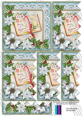 Glory Book Blue Poinsettia 5in Zig Zag One Side Stacker