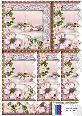 Pink Church Pink Poinsettia 5in Zig Zag One Side Stacker