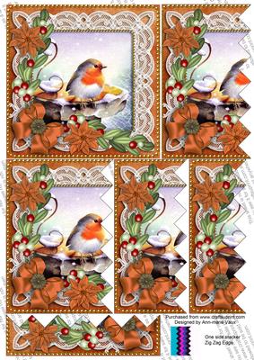 Robin Burnt Orange Poinsettia 5in Zig Zag One Side Stacker