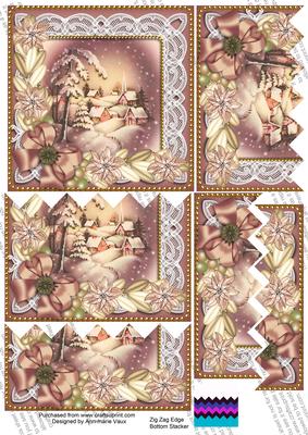 Snowy Village Poinsettia 5in Zig Zag Bottom Stacker