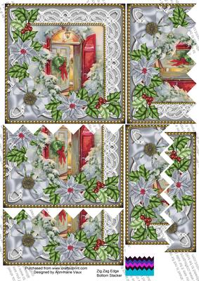 Christmas Door Ice Poinsettia 5in Zig Zag Bottom Stacker