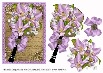 Lilac Lily All Occasion Fan Decoupage Step by Step Sheet