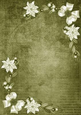 Olive White Poinsettia Corners A4 Backing Paper