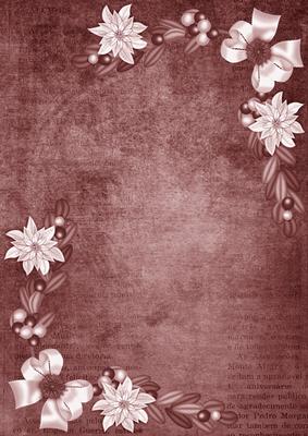 Dusky Pink White Poinsettia Corners A4 Backing Paper