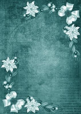 Dusky Teal White Poinsettia Corners A4 Backing Paper