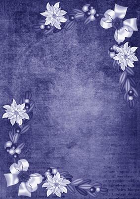 Blue White Poinsettia Corners A4 Backing Paper