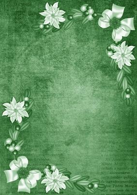 Mid Green White Poinsettia Corners A4 Backing Paper