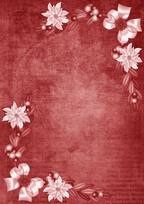 Red White Poinsettia Corners A4 Backing Paper