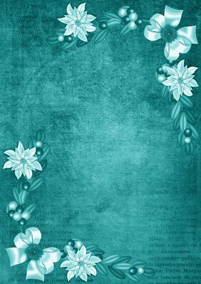 Teal White Poinsettia Corners A4 Backing Paper