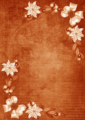 Burnt Orange White Poinsettia Corners A4 Backing Paper