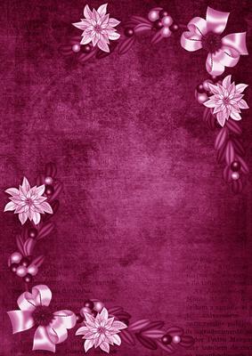 Cerise White Poinsettia Corners A4 Backing Paper
