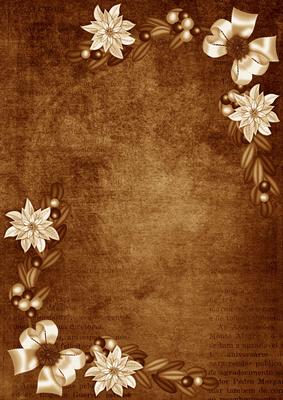 Vintage Tea White Poinsettia Corners A4 Backing Paper