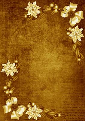 Gold White Poinsettia Corners A4 Backing Paper