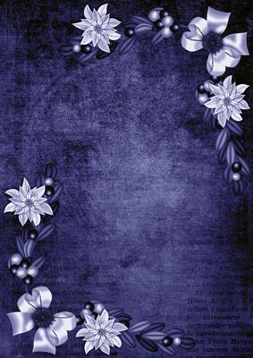 Dark Blue White Poinsettia Corners A4 Backing Paper