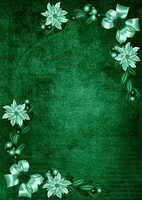 Dark Green White Poinsettia Corners A4 Backing Paper