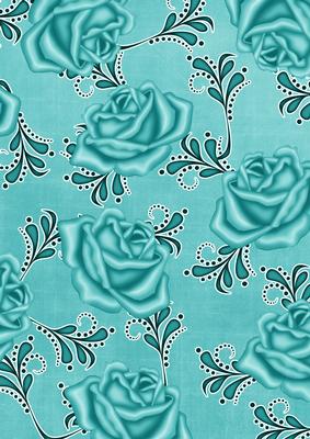 Teal Rose Swirls A4 Backing Paper
