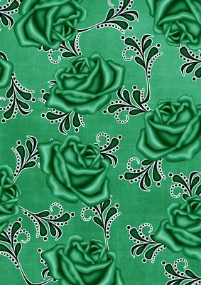 Dark Green Rose Swirls A4 Backing Paper
