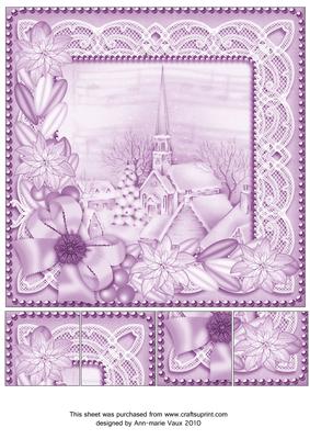 Church Village Lilac Tone Poinsettia 8in Picture Topper