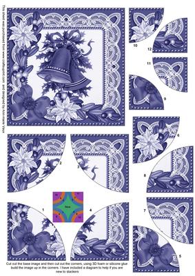 Christmas Bells Blue Tone 5in Quad Round Corner Stacker