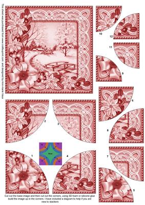 Pretty Snowscene Red Tone 5in Quad Round Corner Stacker
