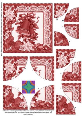 Christmas Bells Red Tone 5in Quad Round Corner Stacker