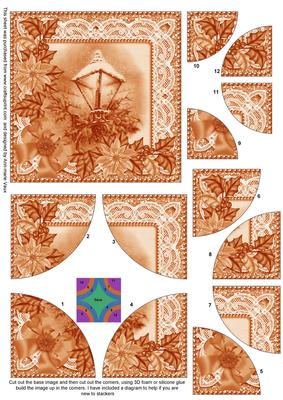 Christmas Lantern Orange Tone 5in Quad Round Corner Stacker
