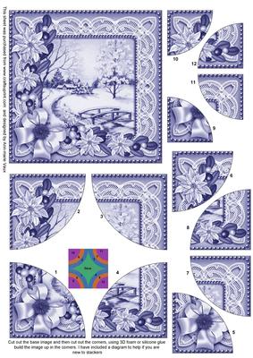 Pretty Snowscene Blue Tone 5in Quad Round Corner Stacker