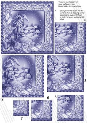 Snowy Village Blue Tone 5in One Corner Stacker