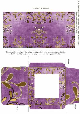 Gold Swirl Purple Midi Card and Envelope Sheet