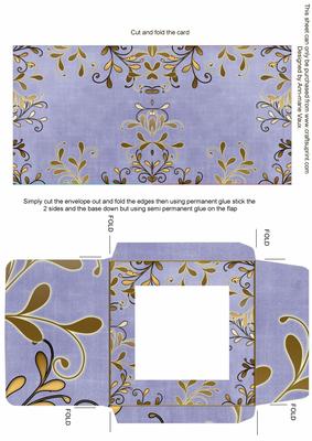 Gold Swirl Blue Linen Midi Card and Envelope Sheet