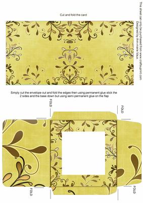 Gold Swirl Lemon Linen Midi Card and Envelope Sheet