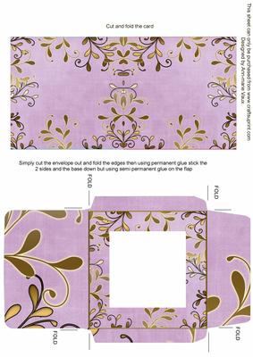Gold Swirl Lilac Linen Midi Card and Envelope Sheet