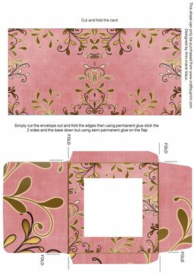 Gold Swirl Pink Linen Midi Card and Envelope Sheet